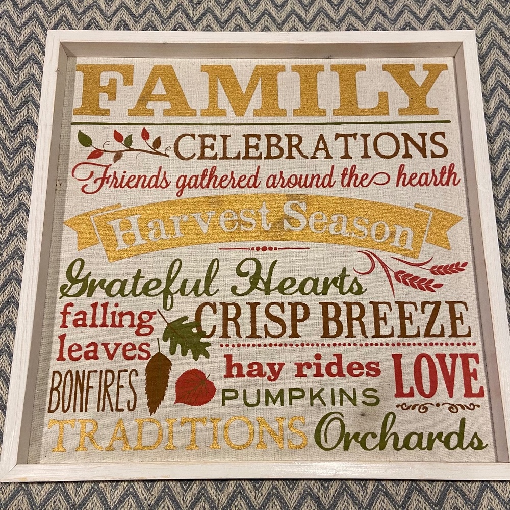 Fall Framed Wall Art - 18x18 Inch, Real Wood Frame, Perfect for Autumn L